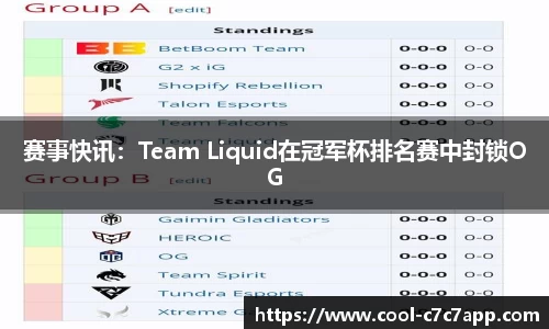 赛事快讯：Team Liquid在冠军杯排名赛中封锁OG